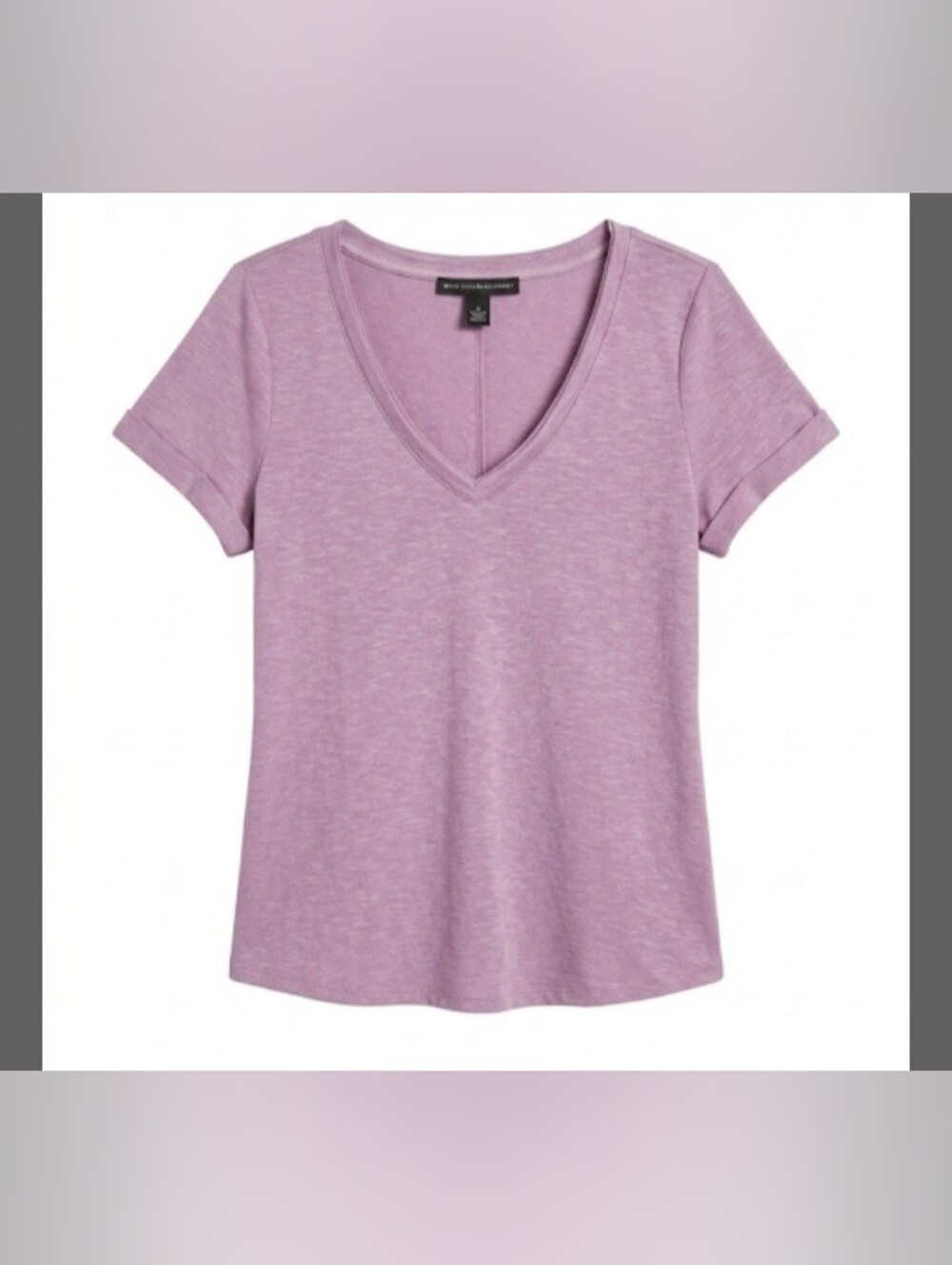WHBM Lavendar Purple V-Neck Short Sleeve Tee!!! Ribbon Accent!